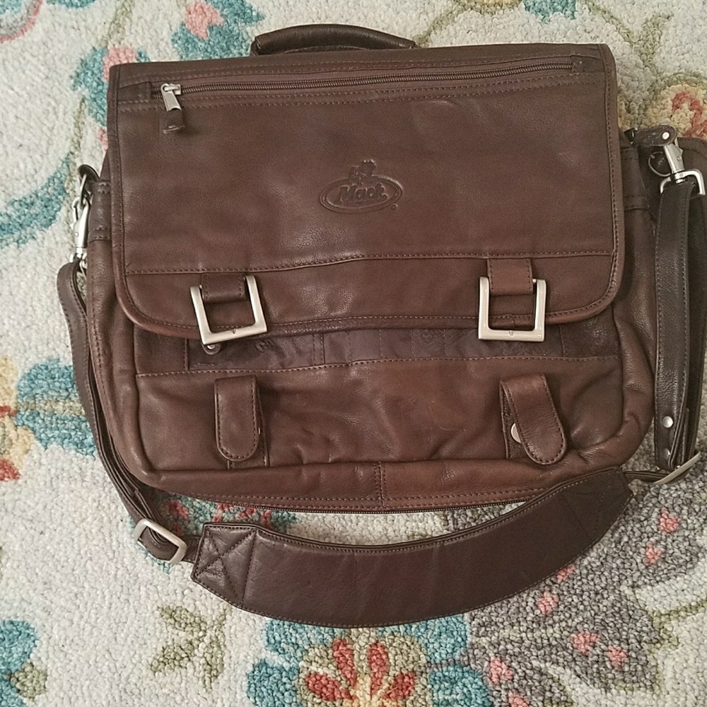 Brown leather laptop bag